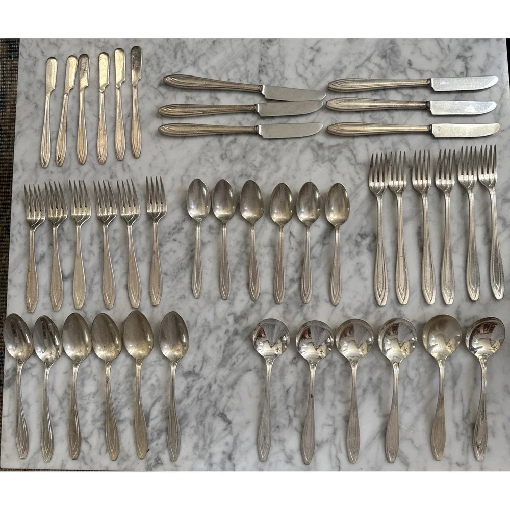 International Silver SILHOUETTE Stainless Steel Flatware-42 Piece-6 Pc Pl
